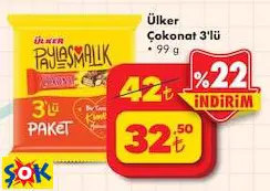 ÜLKER ÇOKONAT 3'LÜ 99 G